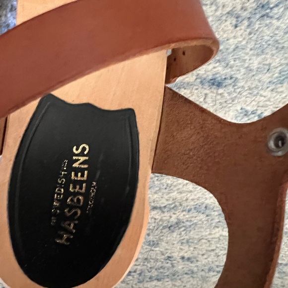 Swedish Hasbeens Brown Leather Heeled Sandals - Picture 6 of 6